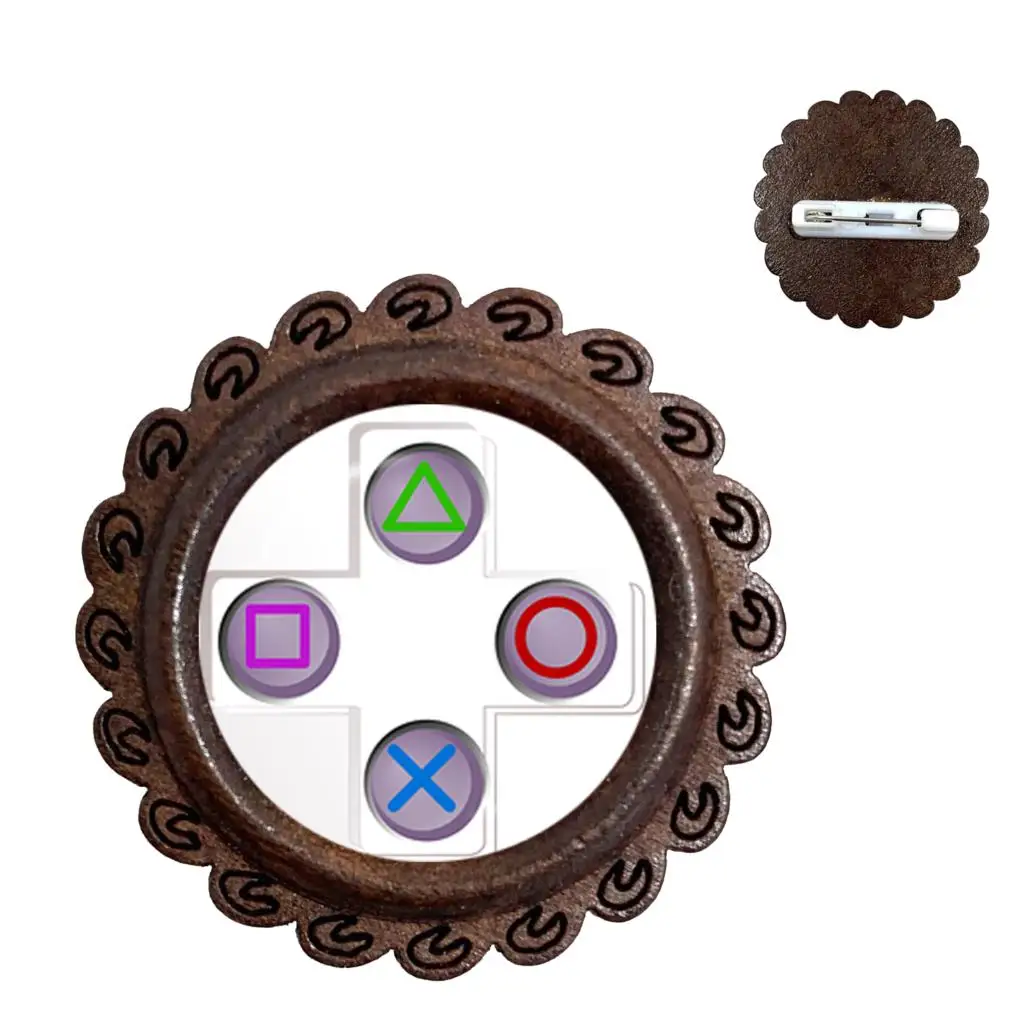 Vintage Video Game Controller Wood Brooch Cool Men Gaming Gamer Collar Pins Retro Gamepad Brooches Gift | Украшения и аксессуары
