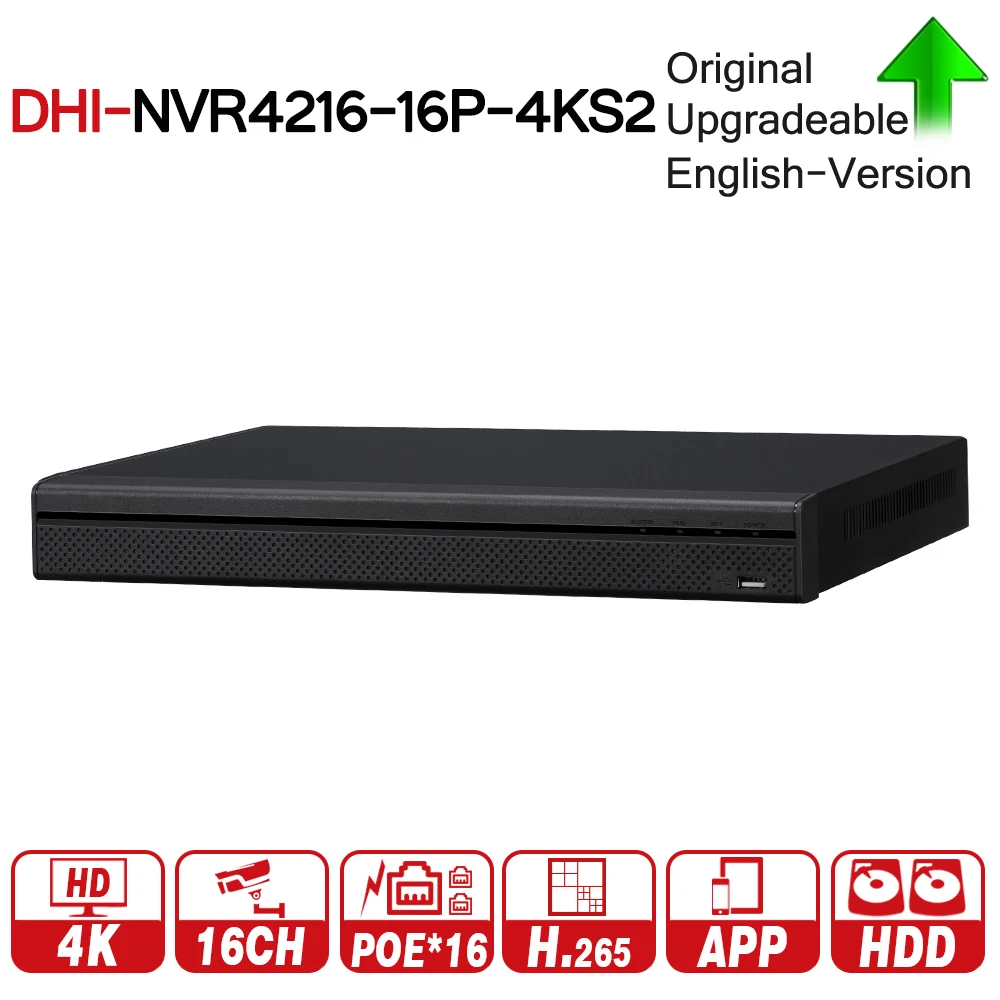 Сетевой видеорегистратор Dahua PoE 8 каналов 16 4K внешний аккумулятор с портом HDD Мп H.265