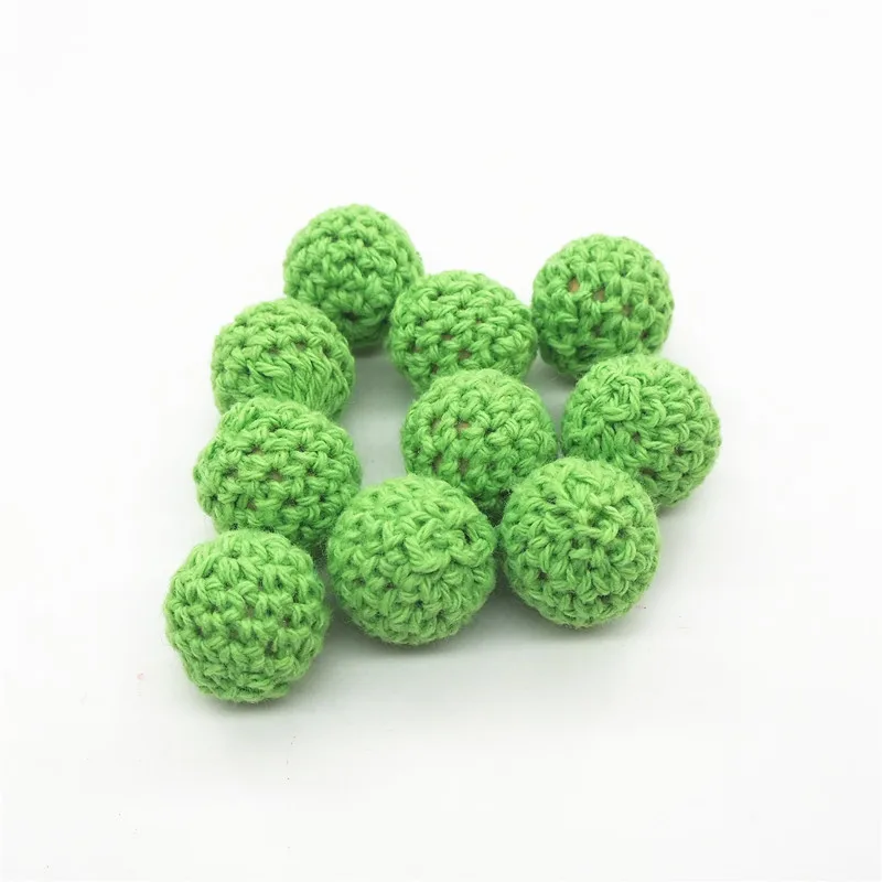 Lime Green Chengkai 50 шт. 16 мм 20 мм Круглый Вязание Хлопок крючком деревянные шарики для DIY украшения Детские украшения Прорезыватель для зубов ожерелье игрушка - Цвет: Lime Green