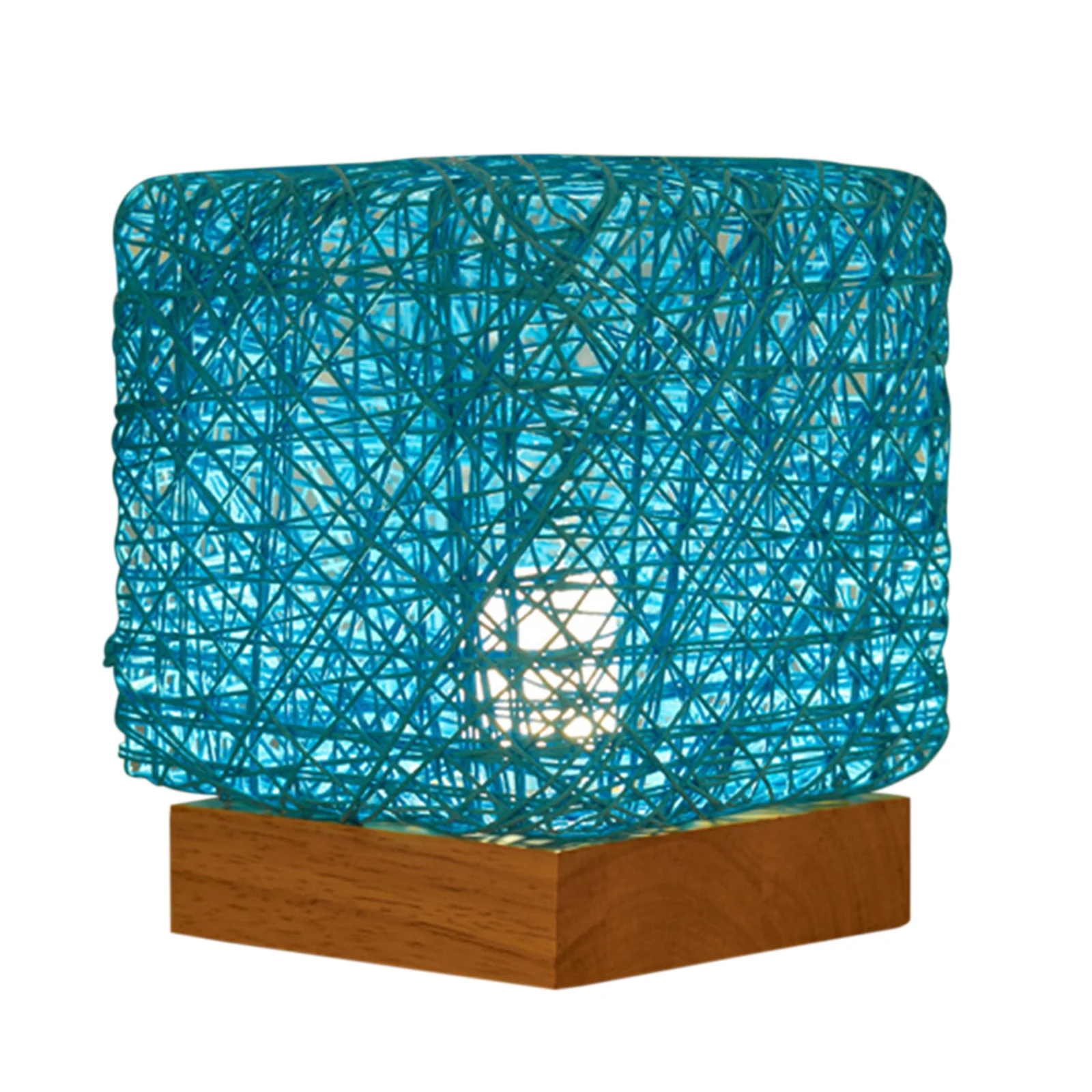 

Bedside Table Light, Nordic USB Powered, Hemp Rattan Square LED Night Lamp