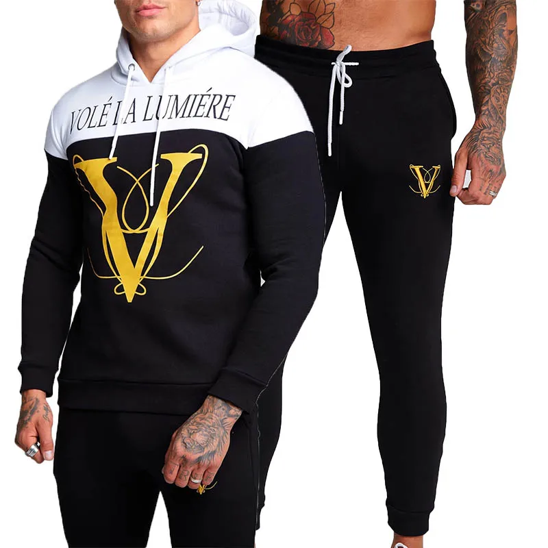 Высокое качество Новый спортивный костюм толстовка с капюшоном мужская