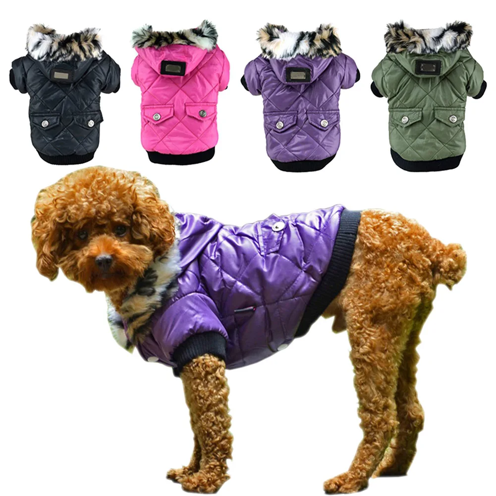 

Dog Faux Pockets Hooded Clothes Jacket Winter Warm Coat Snowsuit Fleece Hoodie CostumeFor Small Dog Puppy Clothing Pet Supplies
