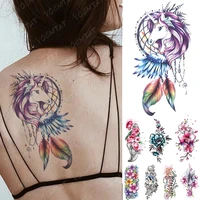 waterproof temporary tattoo sticker rainbow unicorn dreamcatcher flash tattoos butterfly body art arm fake sleeve tatoo women