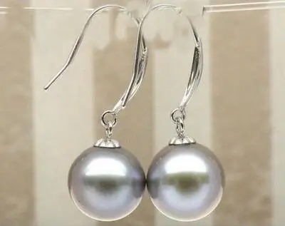 

Charming AAA 9 -10mm Natural akoya silver gray pearl dangle earring