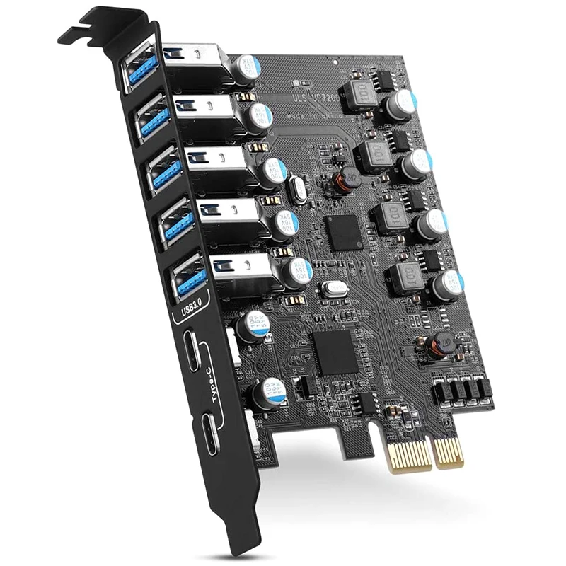 

PCI-E к USB 3,0 7-портовая Плата расширения, PCI Express USB 3,2 Плата расширения, внутренний USB3 концентратор конвертер для настольного ПК