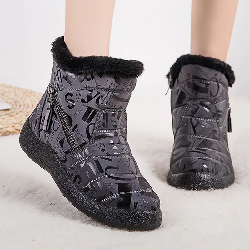 Новые женские ботинки водонепроницаемые зимние теплые плюшевые ботильоны