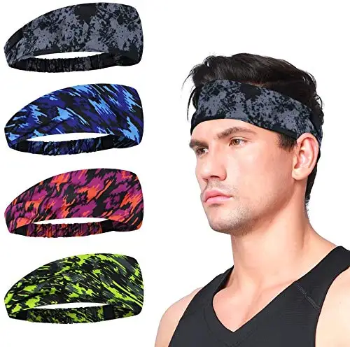 

Sports Headbands 4pcs,Multifunctional Headband Bandana 9Pcs,Wicking Elastic Breathable Lightweight Sweat Band,Stretchy Bandana H