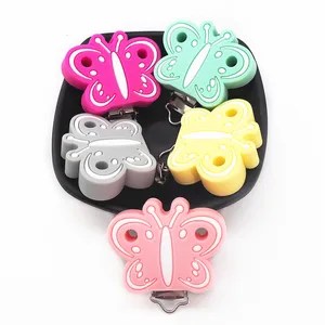 Ченкэй 50 шт. силиконовых кейсов бабочка зажимы типа сделай сам Детская пустышка на цепочке с прищепкой, пустышки Прорезыватель для зубов пустышки для младенцев уход ювелирные изделия Аксессуары для прорезывания зубов зажимы держателя