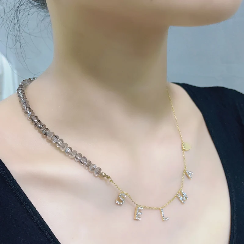 

FH58 2021 Special Delicate Personalized Custom Name High Quality Rhinestone Colorful Beaded Necklace Best Gift for Lover