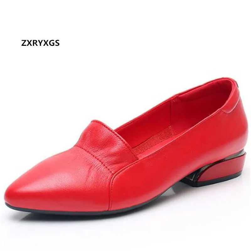 

HOT ! 2021 New High Quality Cowhide Pointed Genuine Leather Shoes Fashion All-Match Large Size Low Heel Shoe Fashion Women Shoes