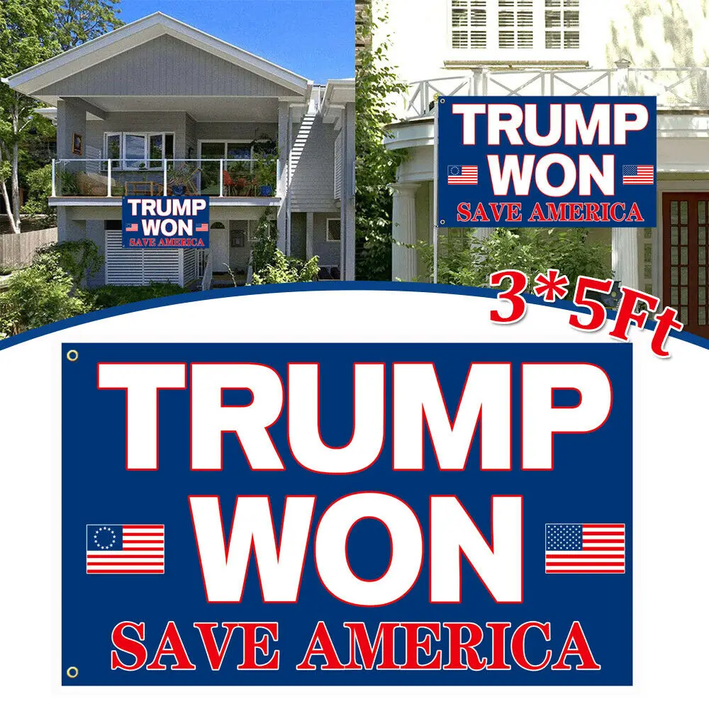 

Save America Flag 2024 Trump Won Premium Fabric and Vibrant Color Flag Banner with Two Grommets for USA Indoor Outdoor 3X5Ft