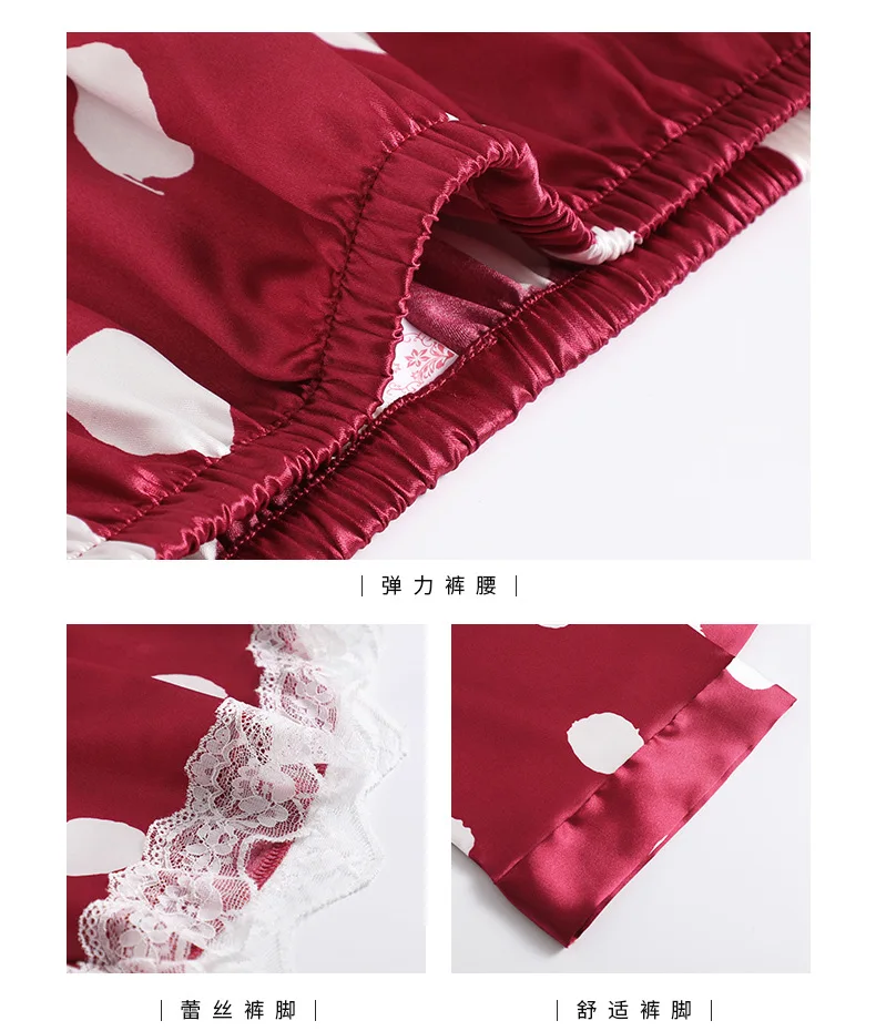 

White Women Satin Sleepwear 4 Pieces Pyjamas Sexy Lace Pajamas Sleep Lounge Pijama Silk Night Pyjama Home Clothing Pajama Suit