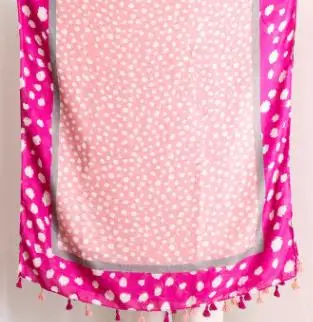 hotpink border Модные хлопковые шарфы с принтом в виде Омбре, шарфы с кисточками, шали для женщин, длинный шарф в горошек с принтом, хиджаб, 6 цветов - Цвет: hotpink border