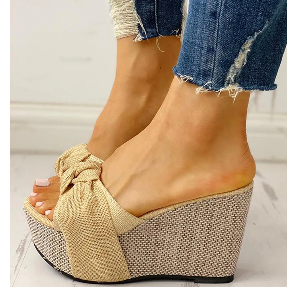 

New Fashion Slip On Leisure Platform Summer Sandals 2021 Wedges High Heels Women Shoes Woman Mules Flip Flops