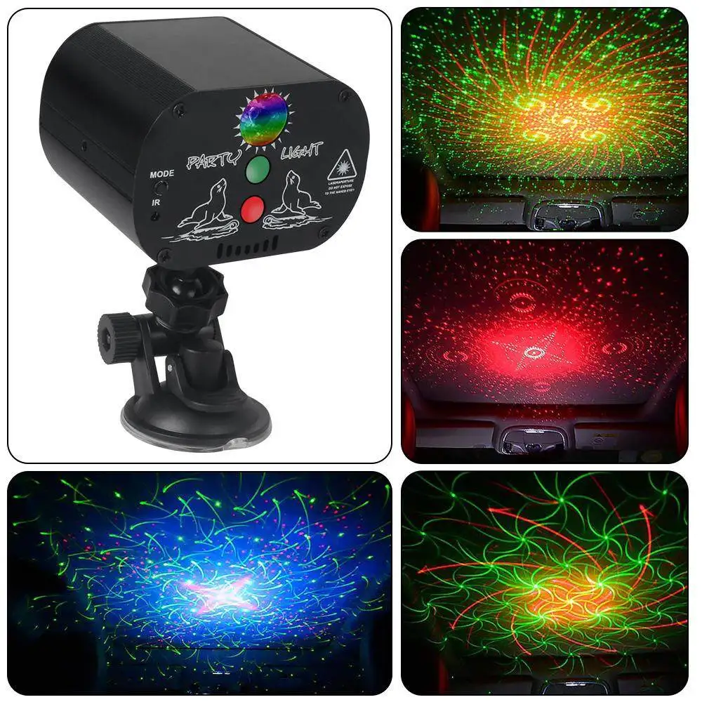 

Mini Laser Stage Christmas Lighting USB Charge Light Strobe Party Effect Voice Control Laser Projector Light Dance Floor Bar Car