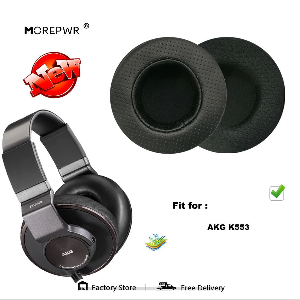 

Morepwr New Upgrade Replacement Ear Pads for AKG-K553 Headset Parts Leather Cushion Velvet Earmuff