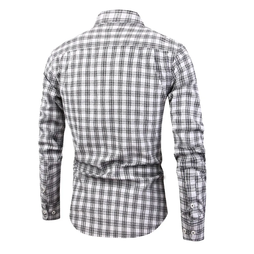 Camisa Masculina мужская рубашка с длинным рукавом и отложным воротником, Повседневная рубашка с рисунком в клетку, модная мужская Повседневная Базовая рубашка