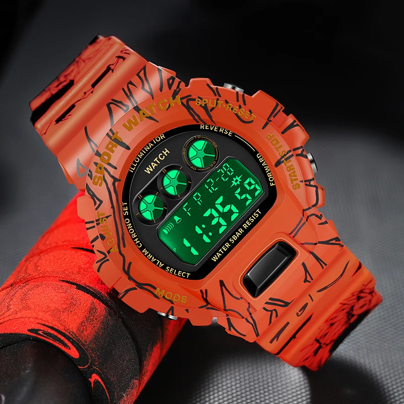 

SANDA New Cool Camouflage Mens Watch Fashion Luminous LED Sport Digital Military Watches Men Waterproof Clocks Reloj De Hombre
