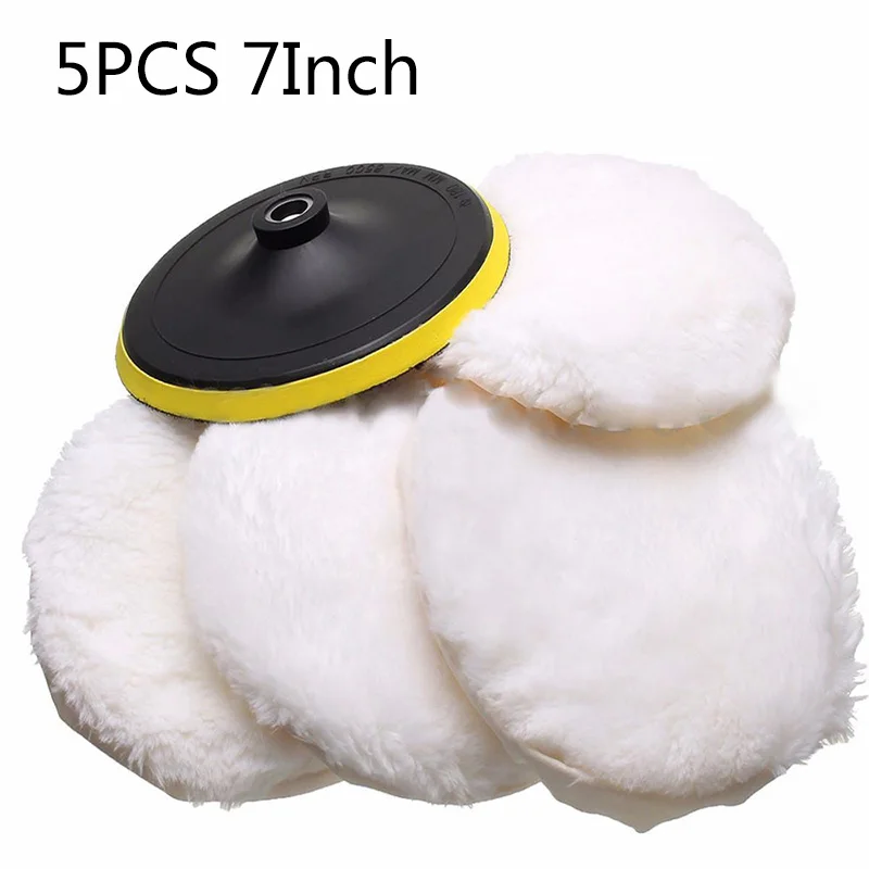 

5pcs/Set Polish Car Furniture Marble 7inch Wool Buffing Pad Detailing Polishing Polisher Buffer Pad Easy Use Clean