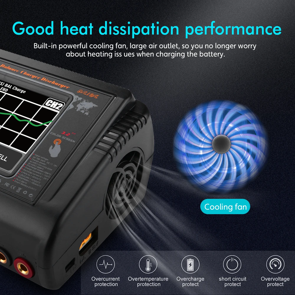 Зарядное устройство HTRC T400 Pro для литий-полимерных аккумуляторов DC 400W AC 200W 12Ax2
