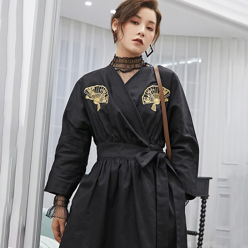 LANMREM 2020 Новое модное весеннее винтажное Женское пальто длиной до колена с