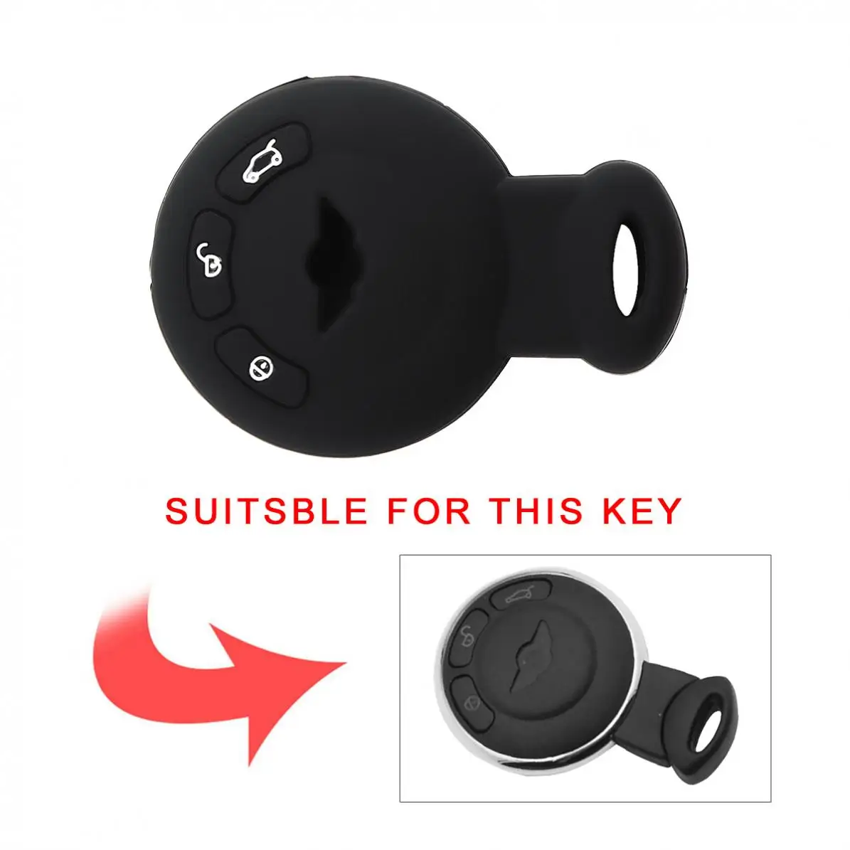 3 кнопки мягкий силиконовый умный автомобильный чехол для ключей Черный Прочный