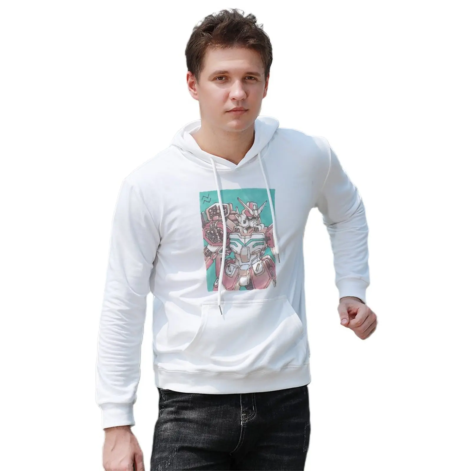 

Bandai Gundam XXXG-01H2 Heavyarms Hoodies Anime Cotton Streetwear Pullover Hoodie Long Sleeve Warm Hoodie Mens