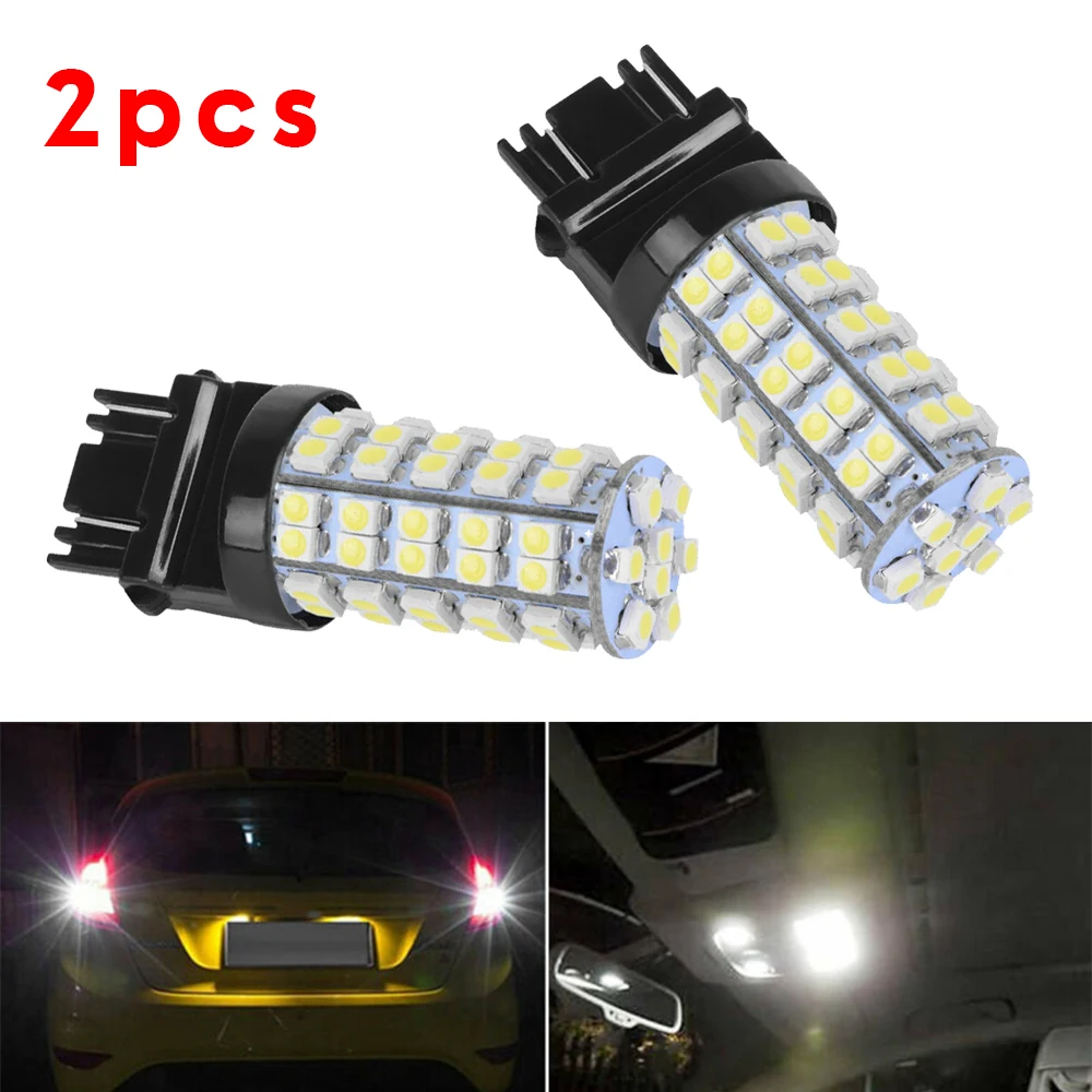 

Hot Sale For Car Universal 2pcs White 3157 3156 Car Reverse Light Backup 68-SMD LED Lamp Car Decoration Accessories