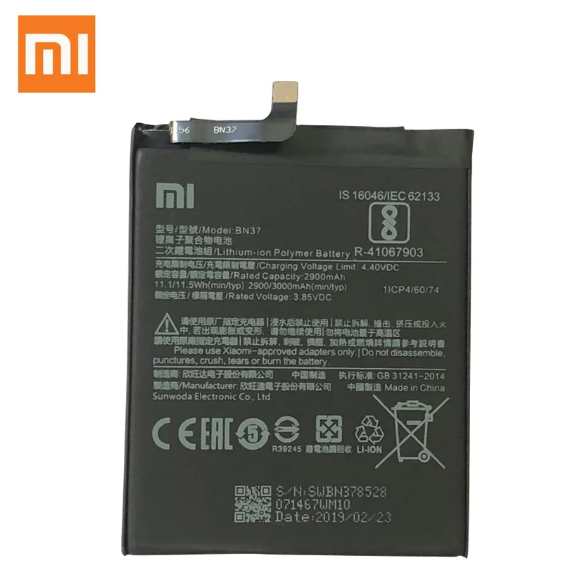 Оригинальный аккумулятор для телефона Redmi 6 Xiaomi hongmi 6A BN37 Сменные Аккумуляторы