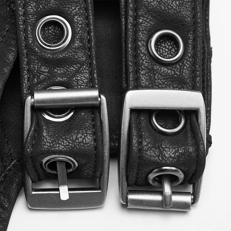 

PUNK RAVE Women's Steampunk Night Shooter Metal Imitation Leather Heavy Gloves Punk Fashion Accessories Club Gloves 1 Pair