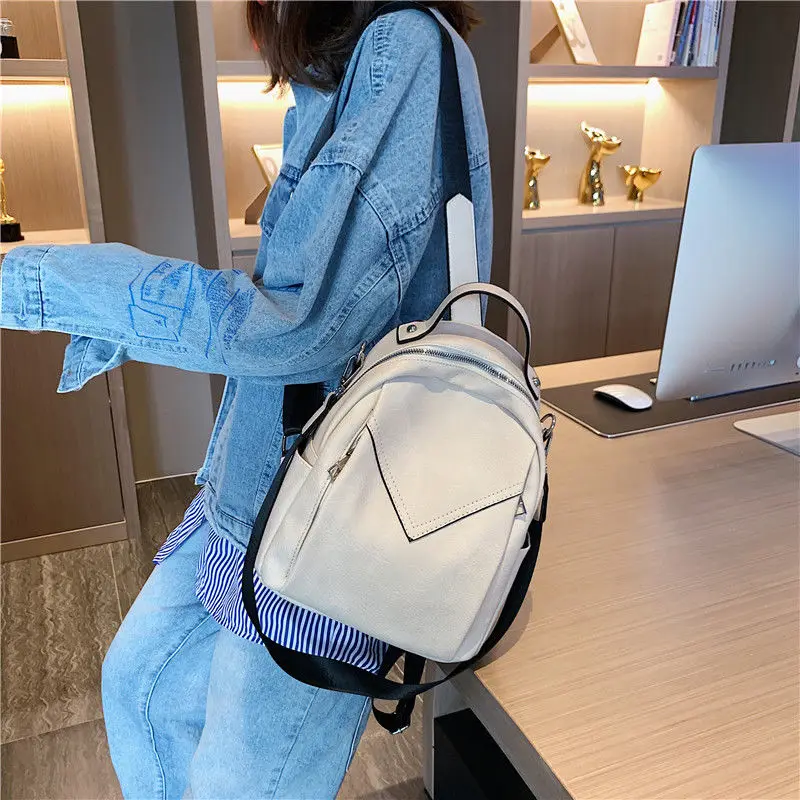 

2021 New Women 's Soft Leather Backpack Fashion Brand Women 's INS All -Matching Korean Small Bag Simple Casual Shoulder Bag