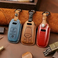 smart auto car key case fob leather key holder cover chain for audi a3 a4 b8 a4l q5l q7 a7 a8l b8 b6 tt a6l quattro accessories