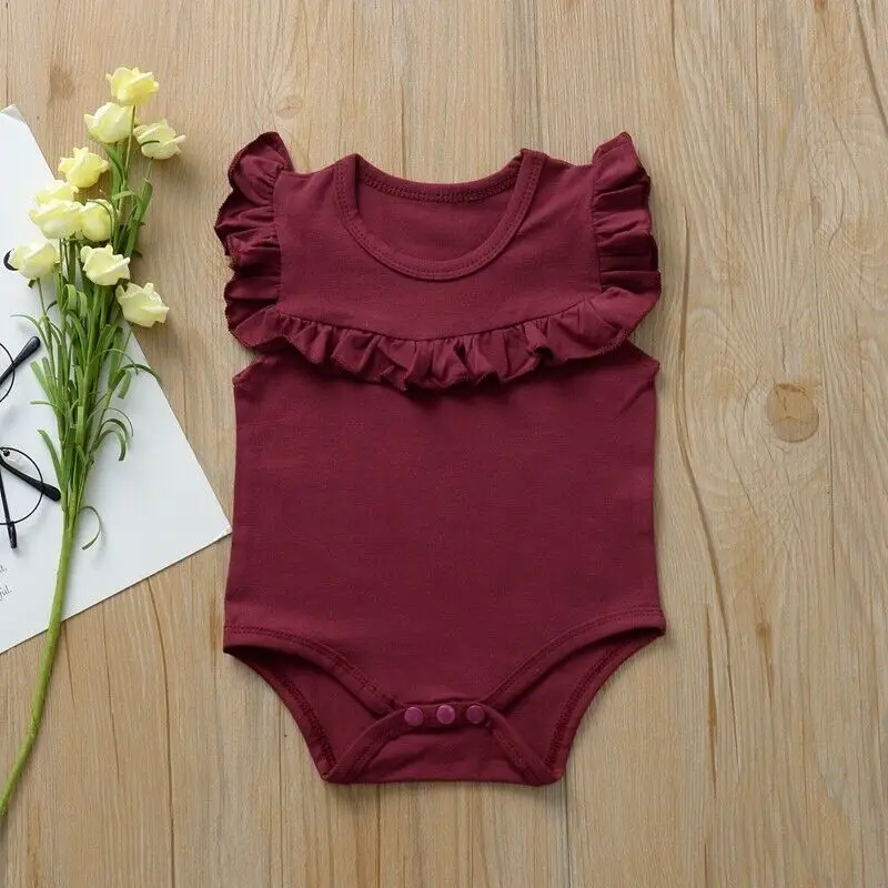 Летняя одежда для малышей Одежда новорожденных девочек Комбинезон без рукавов с