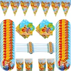 57 шт.лот Diseny Винни-Пух набор посуды для дня рождения тарелка салфетки чашки флажки Соломенные Детские подарки для мальчиков украшение для вечеринки