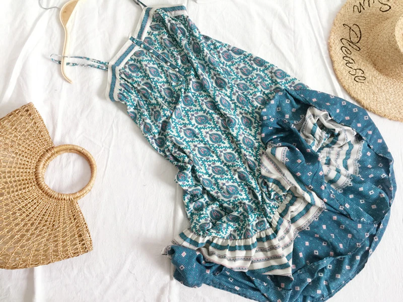 Женское винтажное платье средней длины AYUALIN Хлопковое в стиле бохо без рукавов с