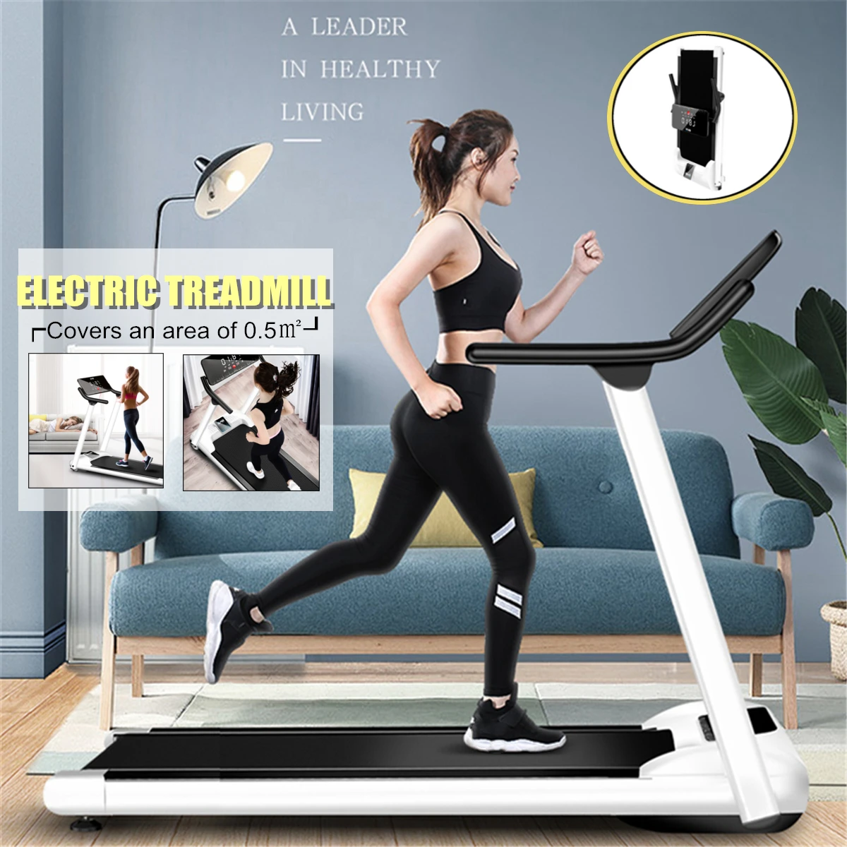 

Multifunctional Electric Treadmill Folding Adjustable Running Machine LCD Walking Pad Sit-up Cardio Home Gym Fitness Equipment