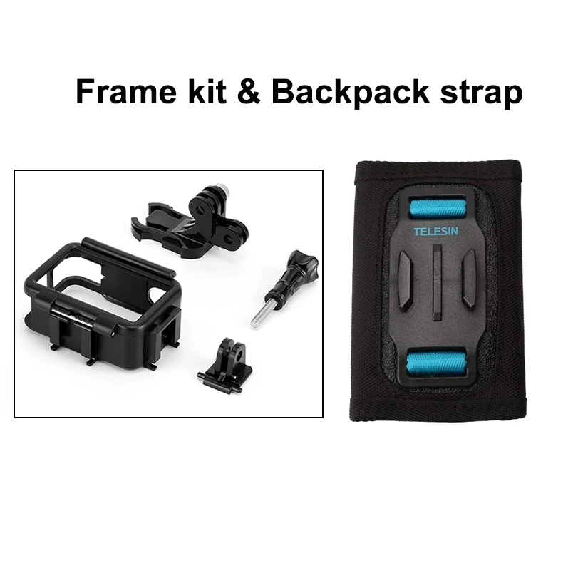 Frame kit and strap Вертикальная Горизонтальная Рамка чехол для DJI Osmo Action с холодной башмаком 2 головы БЫСТРОРАЗЪЕМНАЯ Пряжка Кронштейн Защитный корпус крепление - Цвет: Frame kit and strap