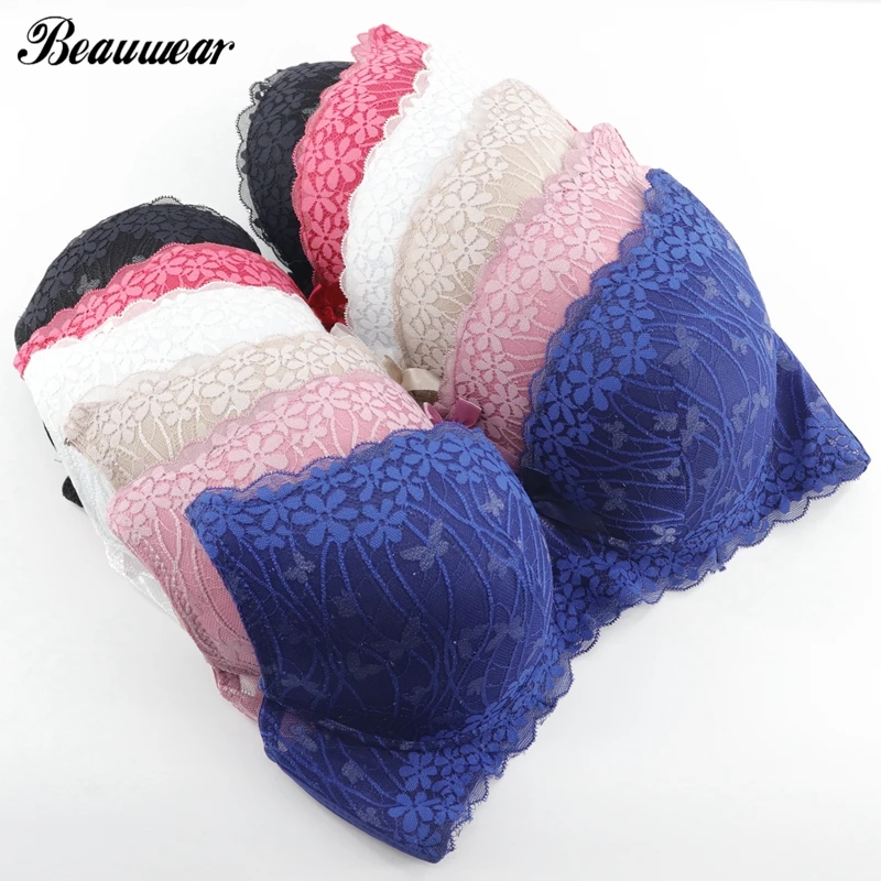 Бюстгальтер женский кружевной Beauwear C D DD пуш-ап с цветочным принтом 40 42 44 46 48 50