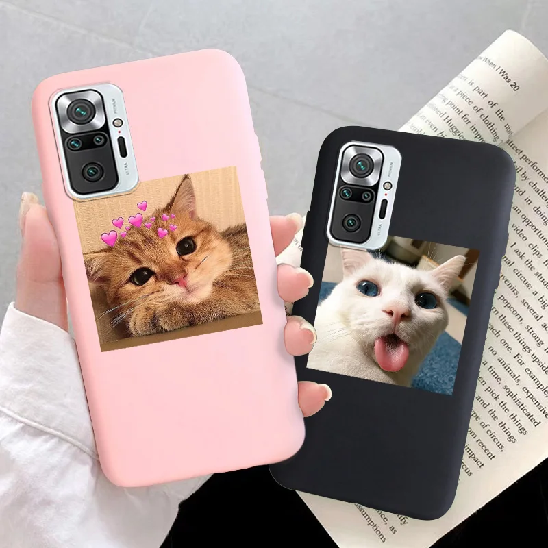 

For Xiaomi Redmi Note 10 Case Silicone Soft Back Cover Redmi Note10 Pro Max Candy Color Cat Redmi Note 10S 10 S Not10ProMax Capa