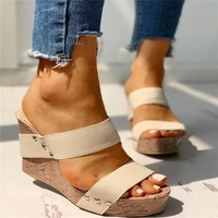 2022 new summer women slippers wedges high heel shoes woman slides fashion casual slippers ladies platform slides plus size