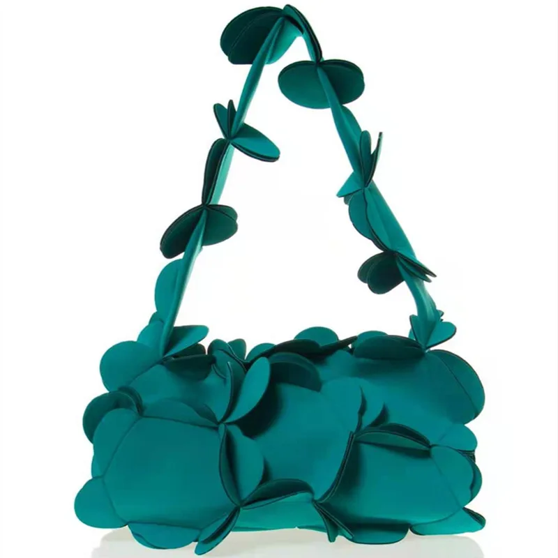 

Высококачественная Роскошная брендовая однотонная сумка на плечо с трехмерными лепестками макарон, новинка 2021, модная универсальная сумка...