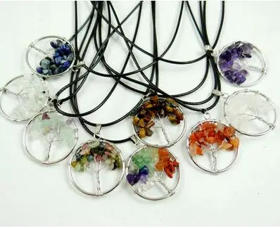 Натуральный камень подвеска в виде дерева мудрости 7 чакр кварцевый кристалл