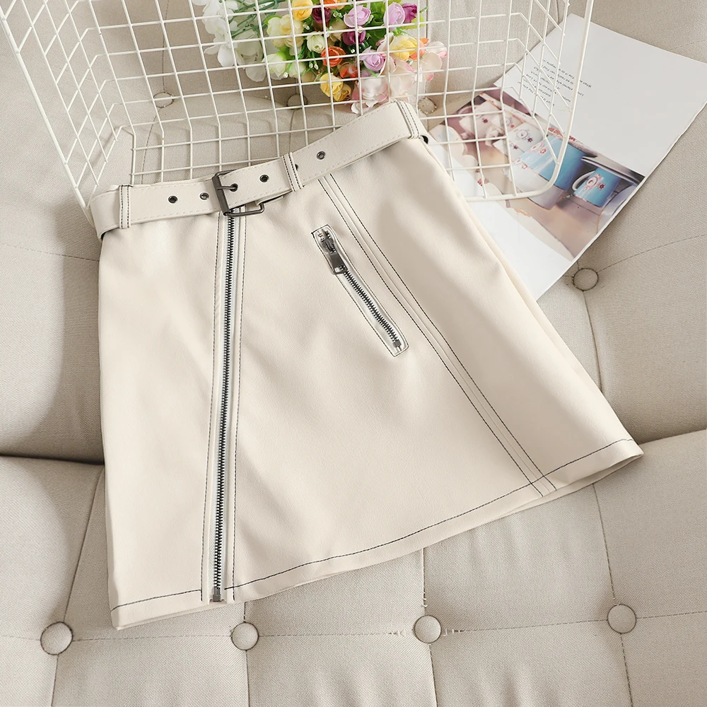 Белая однотонная юбка в пляжном стиле Женская трапециевидной формы на молнии