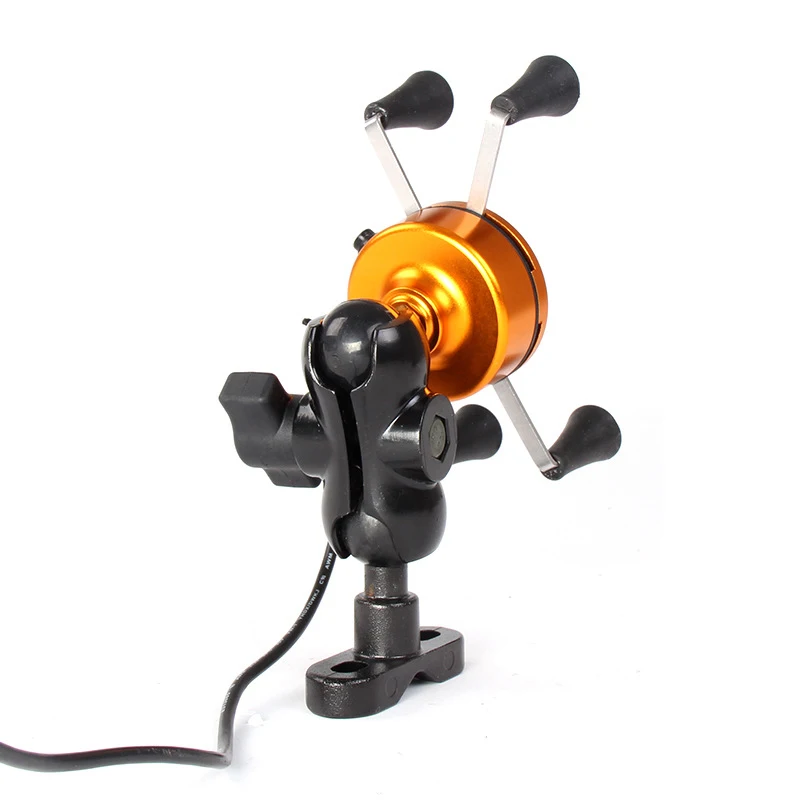 arvin motorcycle usb charging phone holder universal rotating moto mobile phone stand gps bracket mount for iphone xr 4 7 6 inch free global shipping