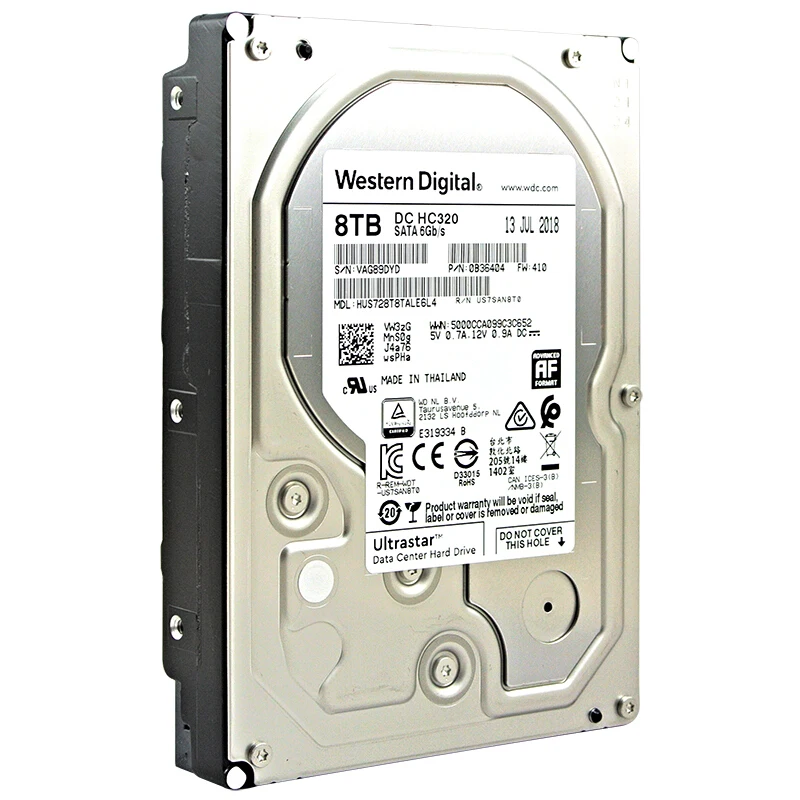 Western Digital WD 8 ТБ Ultrastar DC HC320 SATA HDD - 7200 об/мин Класс 6 256 Мб кэш 3 5 дюйма-HUS728T8TALE6L4 |