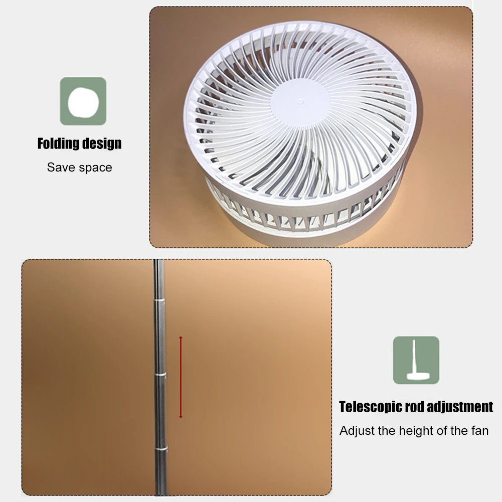 

USB Rechargeable Folding Telescopic Floor Fan Mini Summer Mute Silent Student Desktop Table Fan for Office Bedroom Cooler