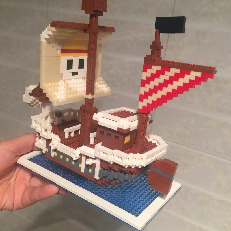 ZMS 3445 Аниме One Piece Luffy Going Merry Pirates корабль лодка 3D модель DIY Мини Алмазные Блоки