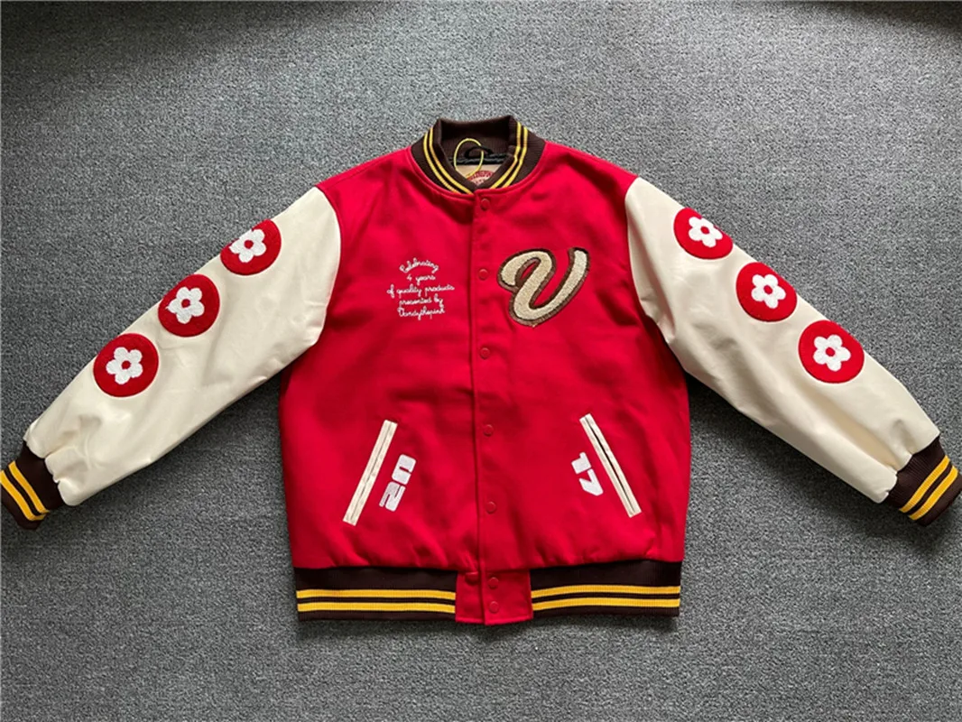 

2021fw Vandythepink Varsity Baseball women's men's 1:1 Quality Clothing PU Leather Pilot Casual Jacket