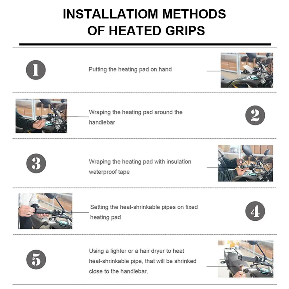 

12V Temperature Adjustable Electric Heating Handlebar Grip Cover for Motorcycle