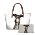 2021 женская сумка через плечо, модная женская сумка с 3D принтом Greyhound Dog, 2 шт.компл. Длинные кошельки и ручная сумка, повседневные сумки с ручками